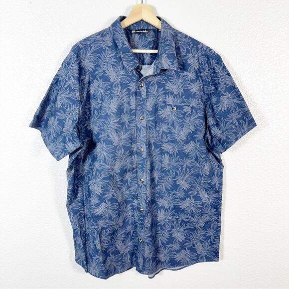 Travis Mathew Mens Sweet Serenade Short Sleeve Button Up Shirt in Blue Size XXL - Picture 1 of 7